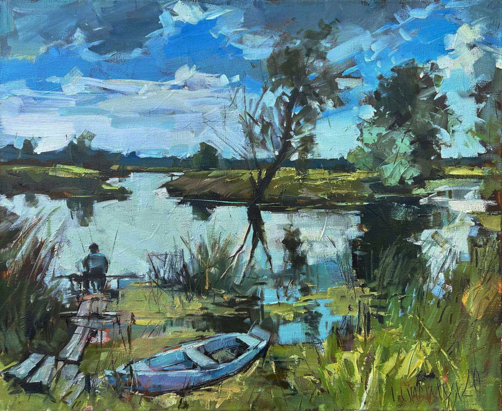 Oil painting On a summer fishing trip Igor Lysytsya: 7LISITS Painter: Igor Lysytsya Size: 45x55 cm/17.71x21.65 inches Components: oil, canvas Original painting CONDITION: excellent ARTIST: Reserve: $276.00 Shipping: Domestic: Flat-rate of $35.00