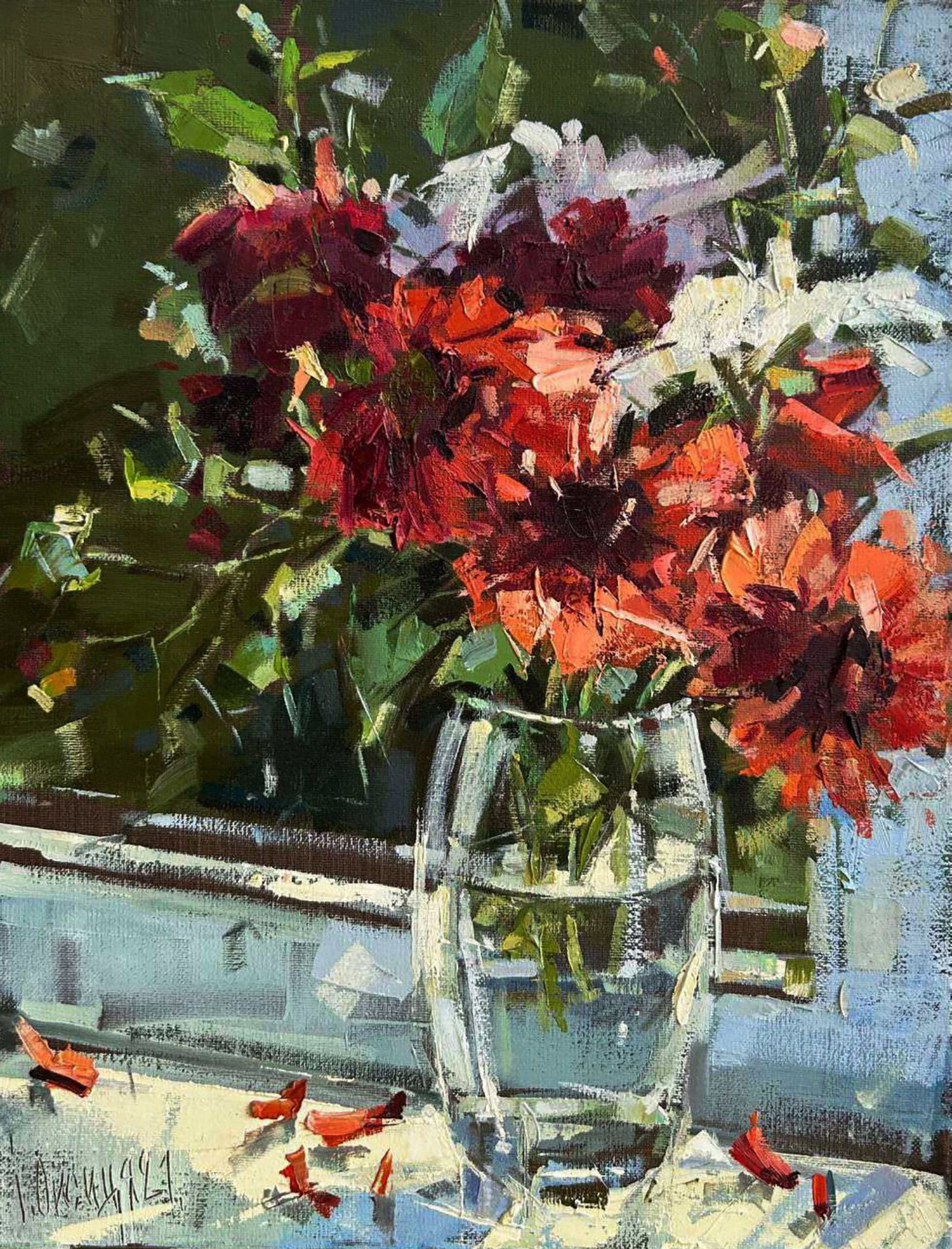 Oil painting Autumn bouquet flowers Igor Lysytsya: 15LISITS Painter: Igor Lysytsya Size: 45x35 cm/17.71x13.77 inches Components: oil, canvas Original painting CONDITION: excellent ARTIST: Reserve: $248.00 Shipping: Domestic: Flat-rate of $35.00