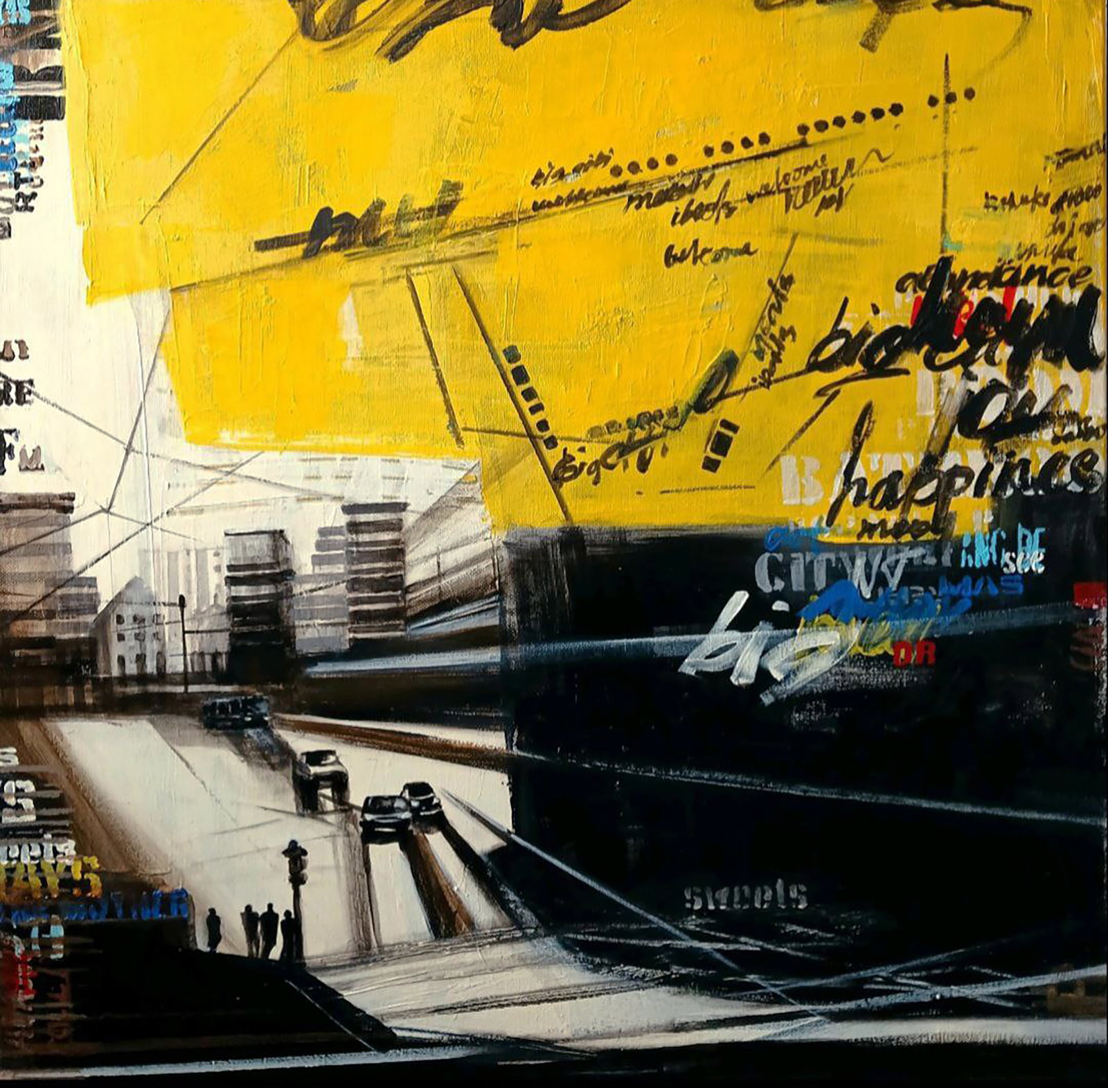 Acrylic painting City road Marusya Abashidze: 66ABASH Painter: Marusya Abashidze Size: 50x50 cm/19.68x19.68 inches Components: acrylic, canvas Original painting CONDITION: excellent ARTIST: Marusya Abashidze is a Ukrainian artist who works under 