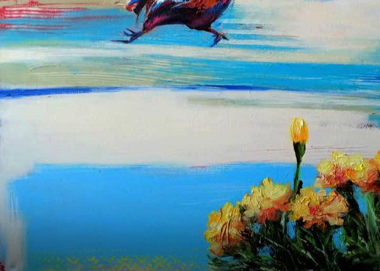 Acrylic painting Chicken walk Marusya Abashidze - 4
