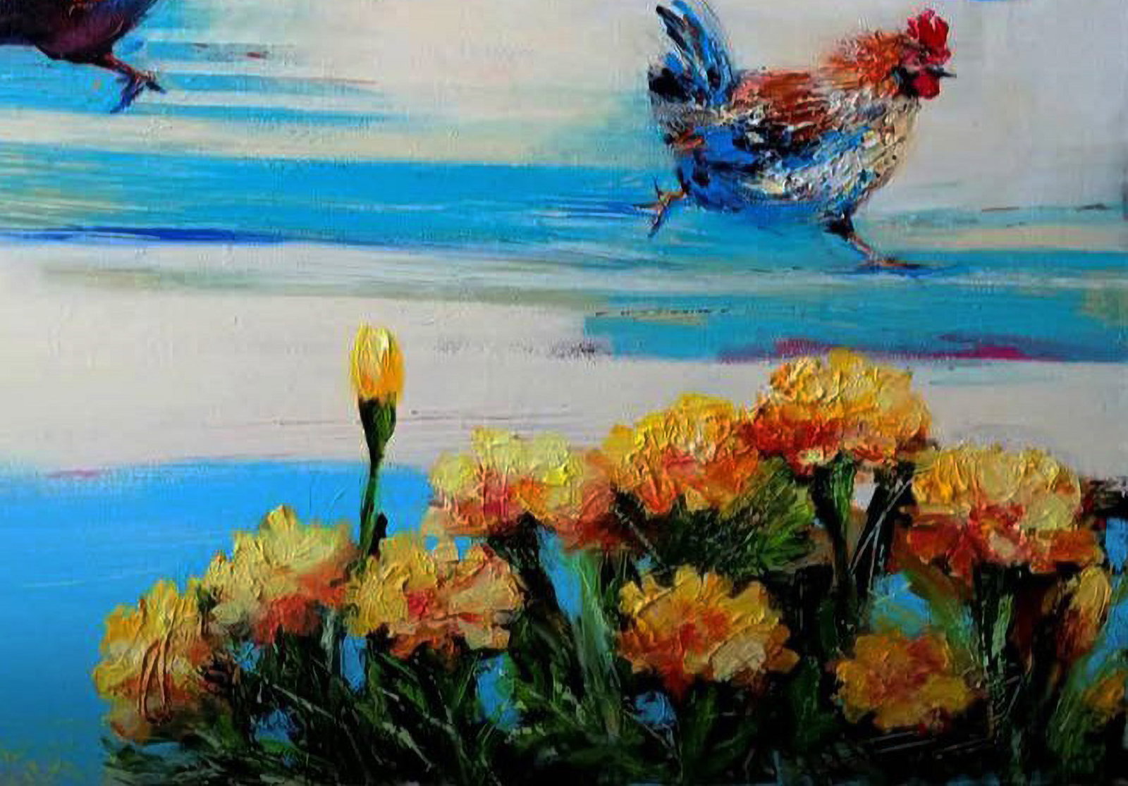Acrylic painting Chicken walk Marusya Abashidze - 5