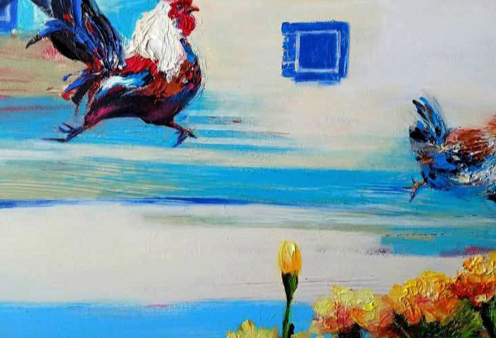 Acrylic painting Chicken walk Marusya Abashidze - 6