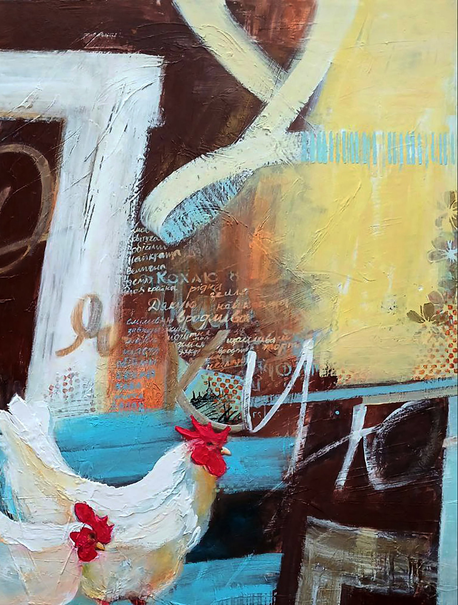 Acrylic painting Portrait of roosters Marusya Abashidze - 5