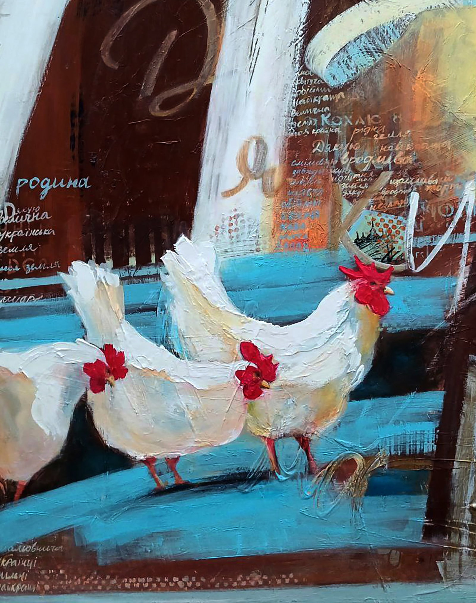 Acrylic painting Portrait of roosters Marusya Abashidze - 6