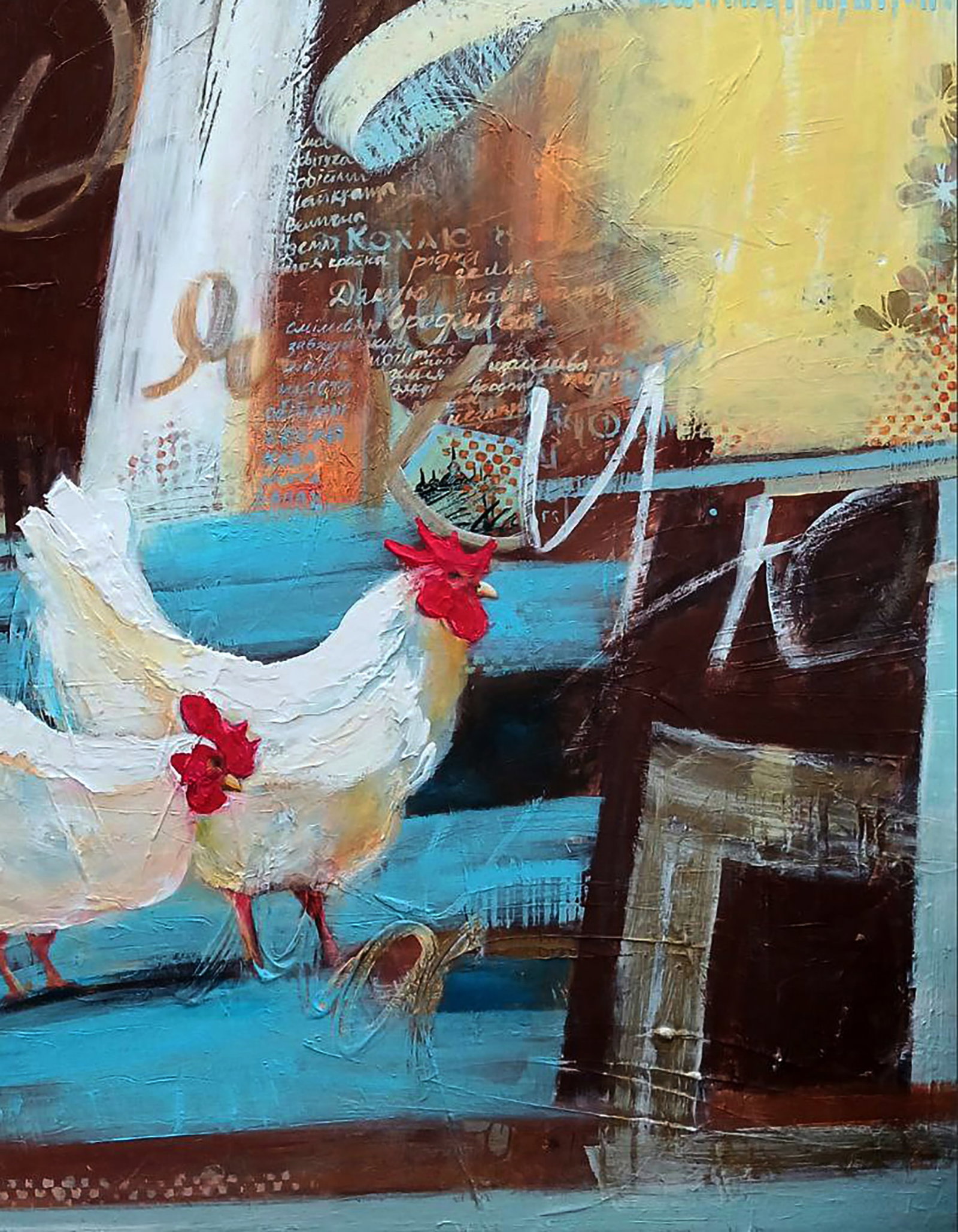 Acrylic painting Portrait of roosters Marusya Abashidze - 7