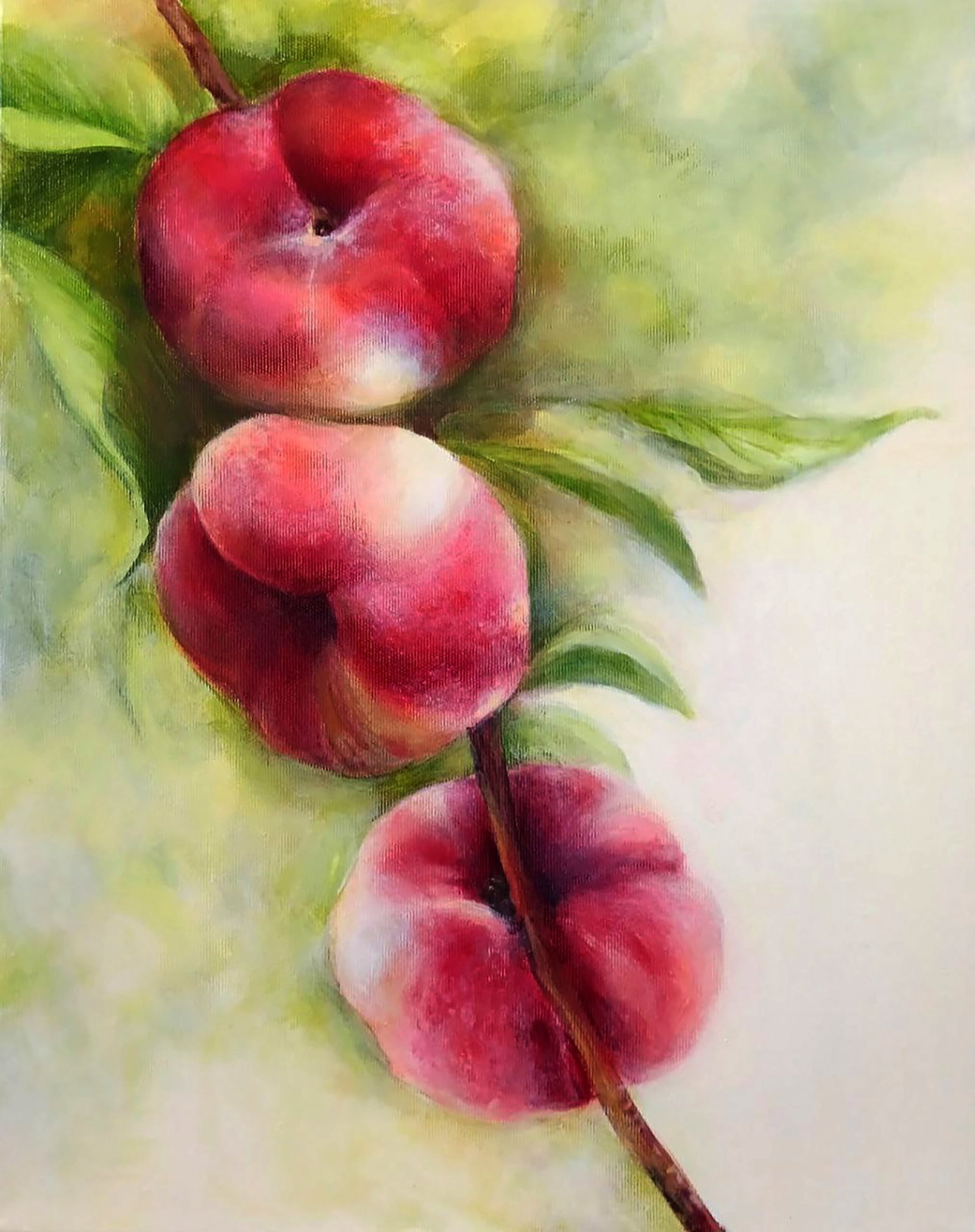Acrylic painting Peaches are growing Marusya Abashidze: 80ABASH Painter: Marusya Abashidze Size: 45x35 cm/17.71x13.77 inches Components: acrylic, canvas Original painting CONDITION: excellent ARTIST: Marusya Abashidze is a Ukrainian artist who works under