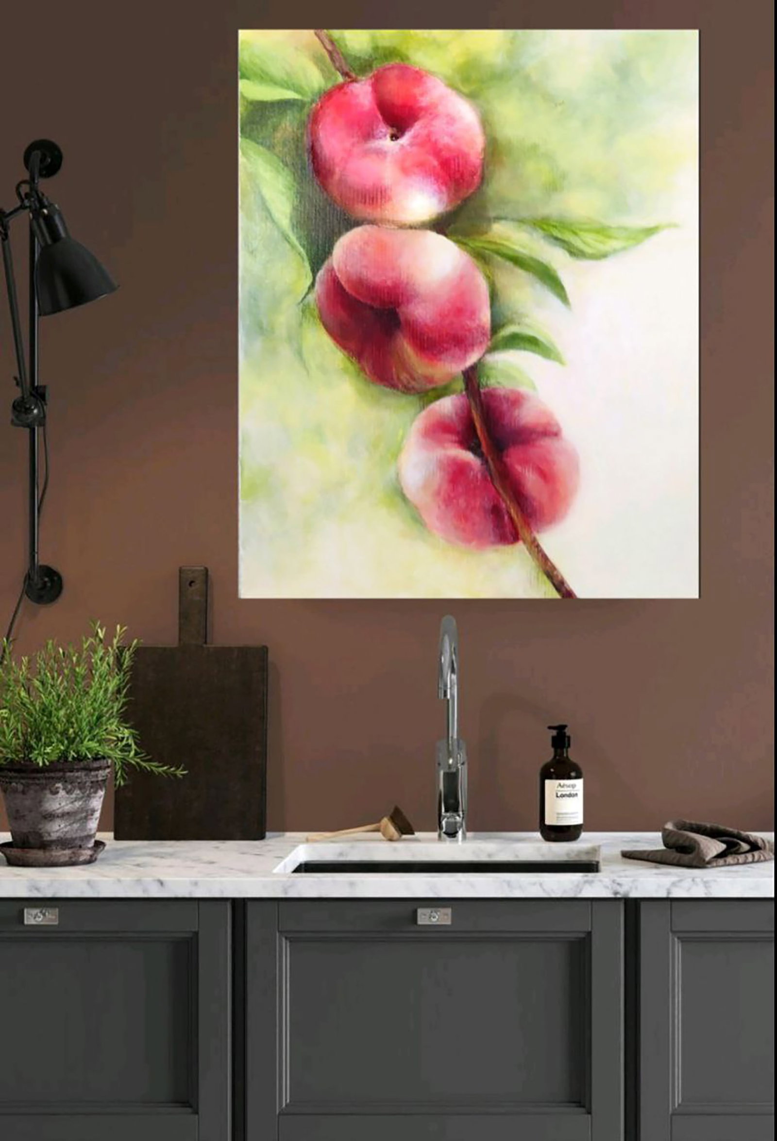 Acrylic painting Peaches are growing Marusya Abashidze - 2