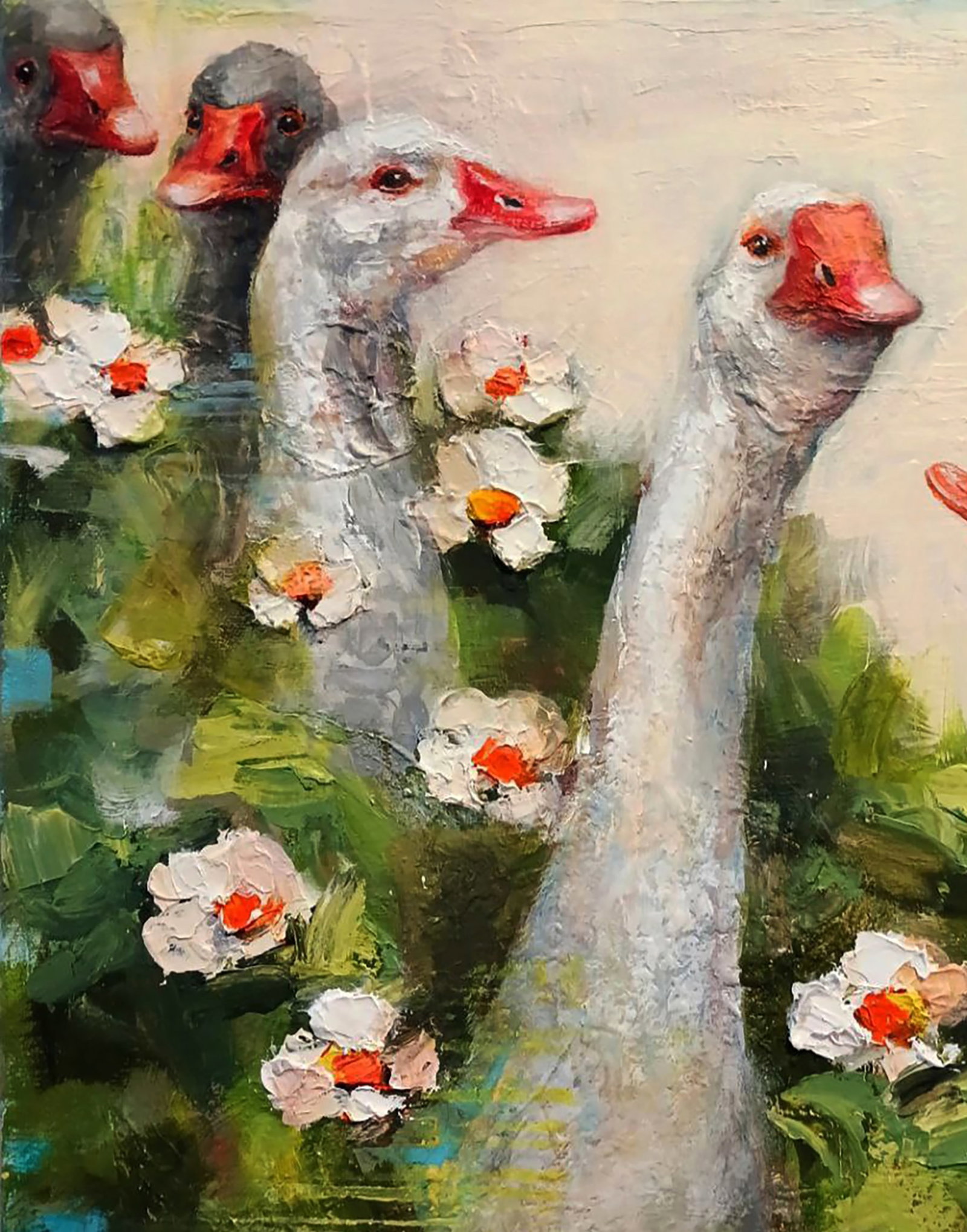 Acrylic painting Party at the Geeses Marusya Abashidze - 3