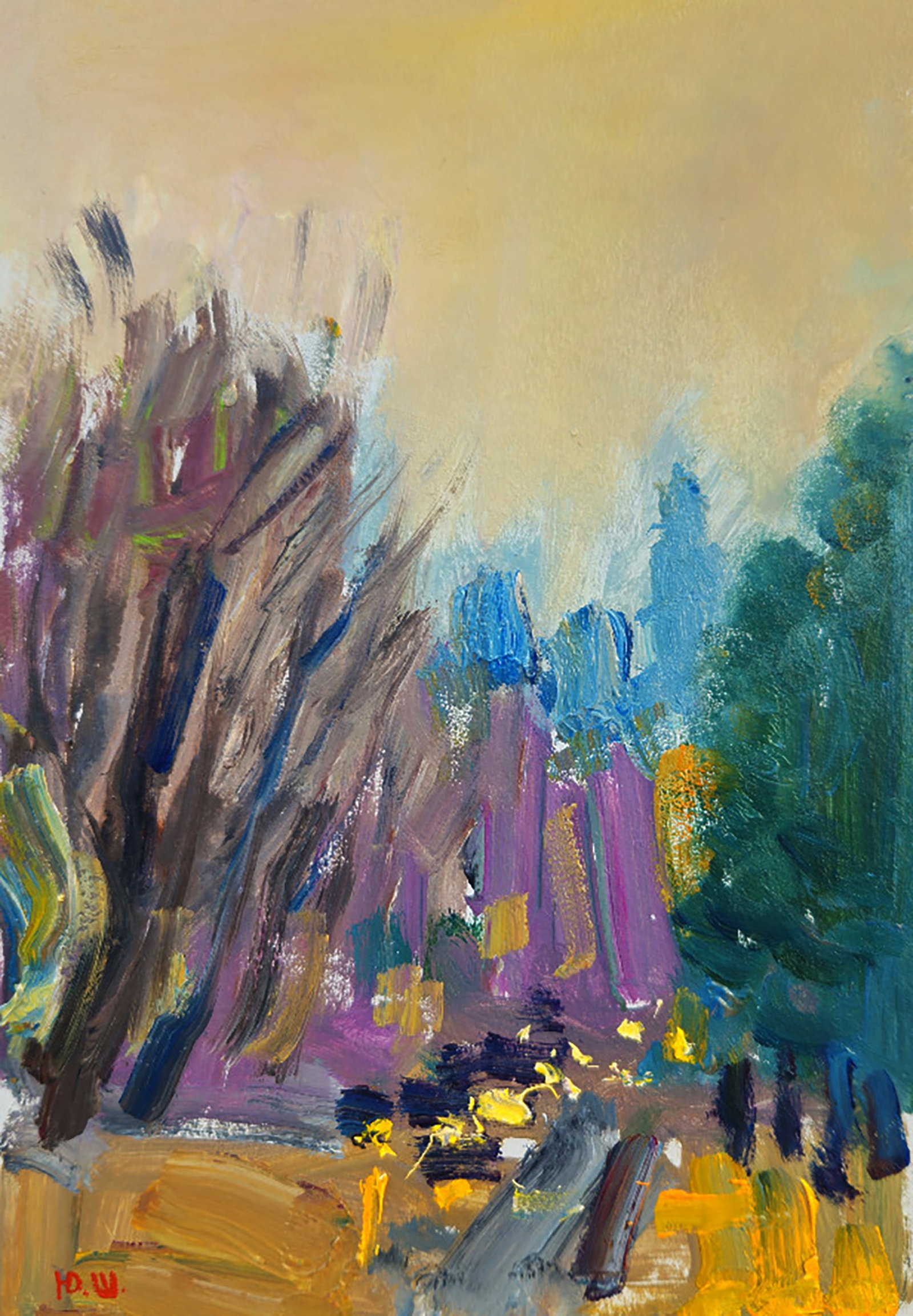 Oil painting In the evening in the Forest Yuri Shkrob: 16SHKR Painter: Yuri Shkrob Size: 18?13 cm/7.08x5.11 inches Components: oil, cardboard Original painting CONDITION: excellent ARTIST: Yuri Shkrob. Yuri's love of painting began in early childhood. Fro