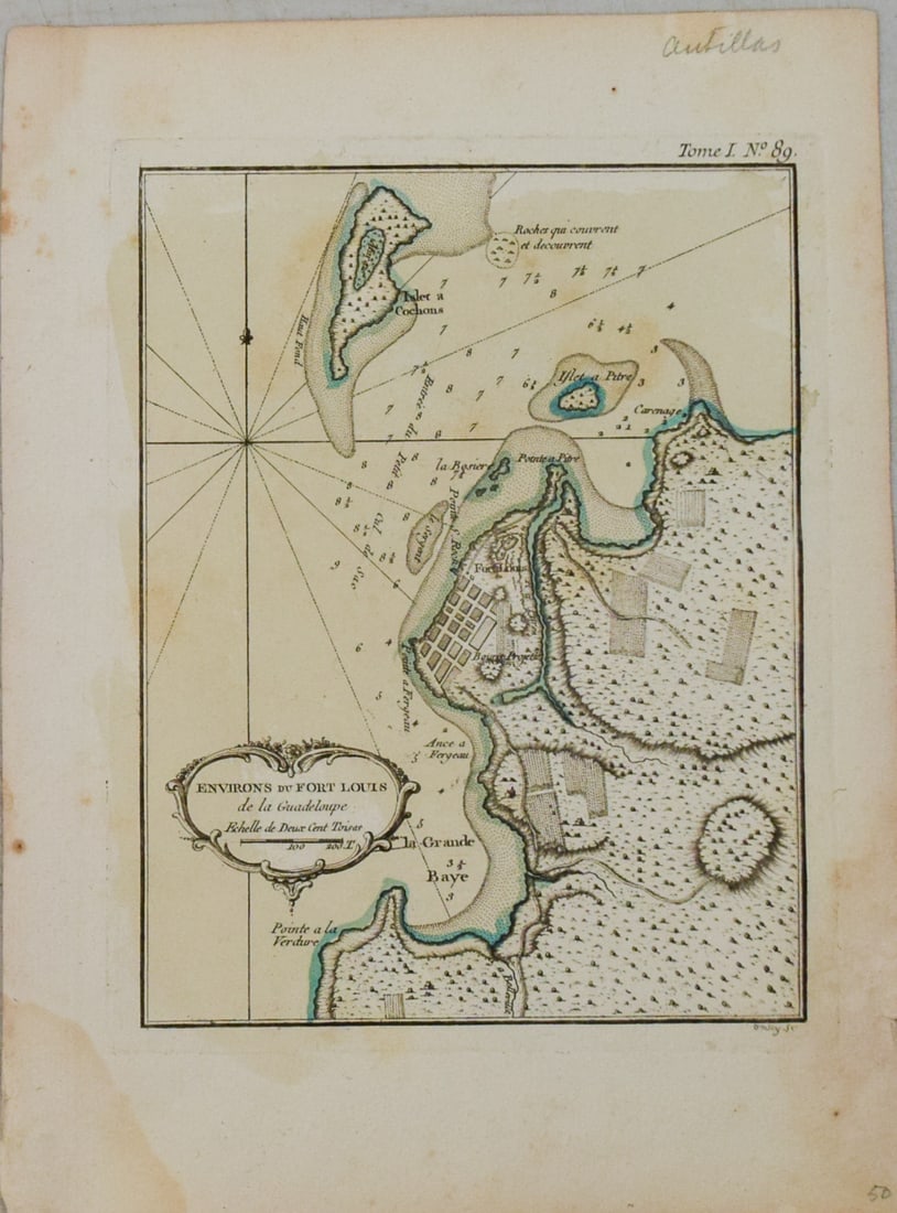 1764 Bellin Map of Fort Louis Area of Guadeloupe -- Environs du Fort Louis de la Guadeloupe (1 of 1)