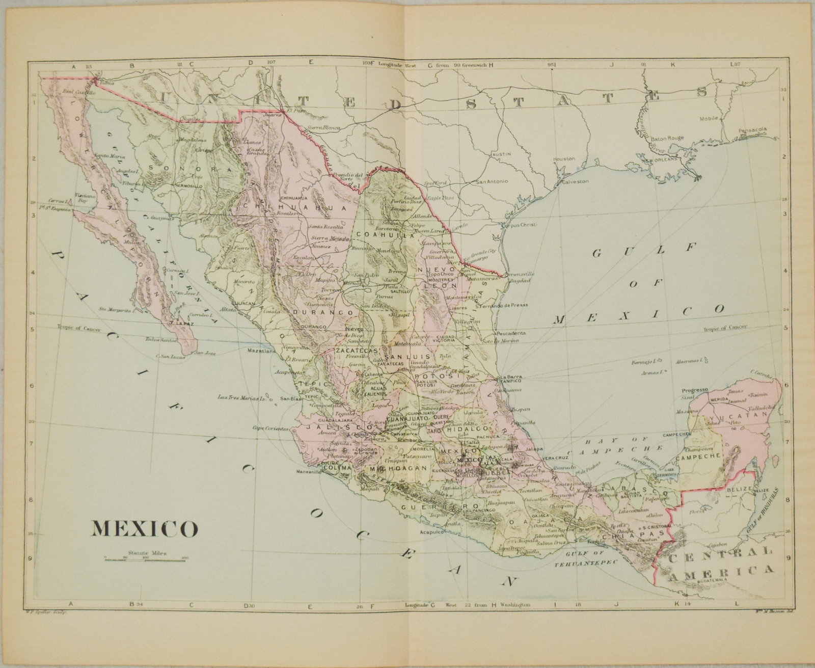 1892 Johnson Map of Mexico -- Mexico (1 of 1)