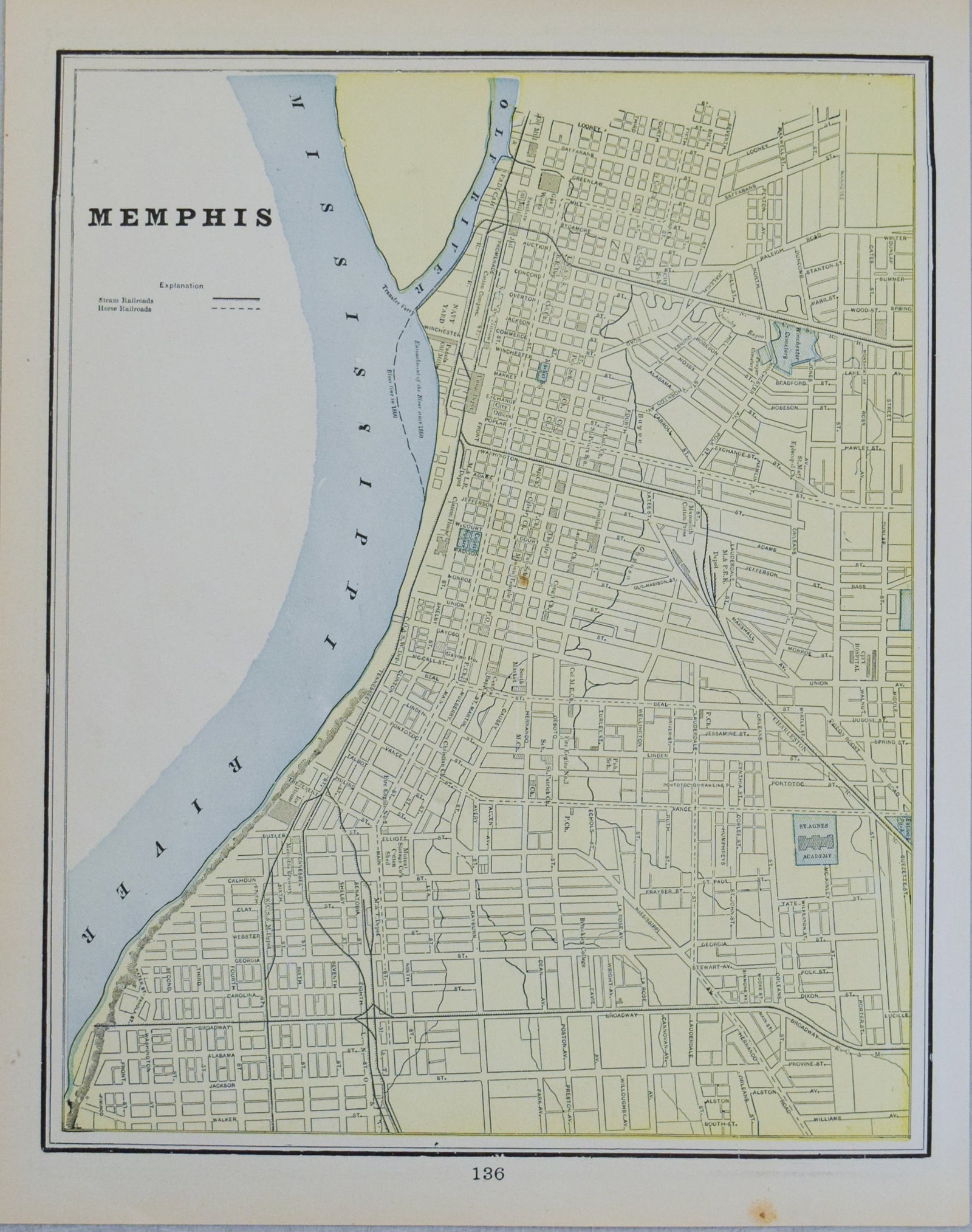 1898 Cram Map of Nashville [verso] Memphis -- Nashville [verso] Memphis - 2