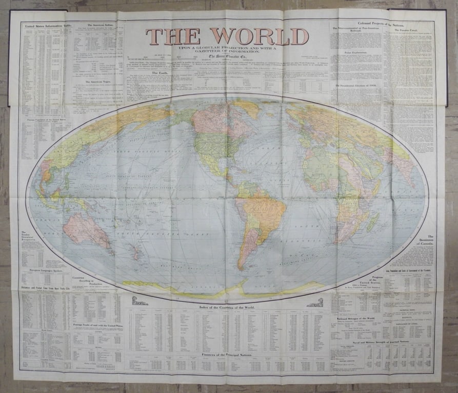 Gazetteer of the World: Publication Date:1908 Title:Gazetteer of the World,li>Cartographer:THE HOME EDUCATOR CO. Publisher:THE HOME EDUCATOR CO. Brief Description:Folding, wall map of the World, U.S., Cuba, Eastern Asia and