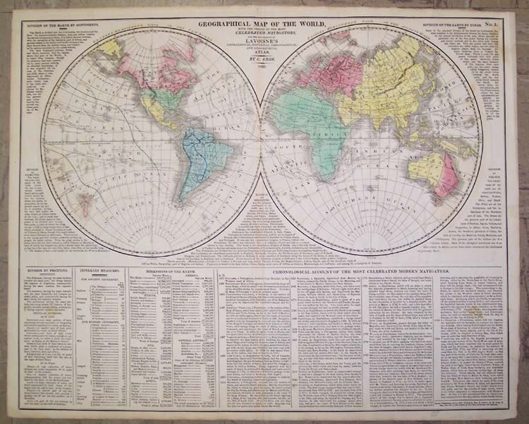 Geographical Map of the World, With the Traces of The Most Celebrated Navigators, for The (1 of 1)