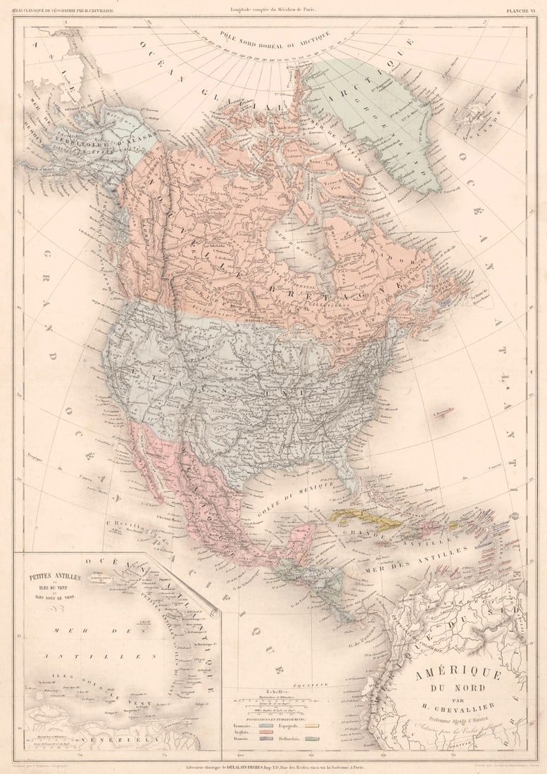Amerique Du Nord Par H. Chevallier: Publication Date:1869 Title:Amerique Du Nord Par H. Chevallier,li>Cartographer:CHEVALLIER, H./P. BINETEAU Publisher:DELALAIN FRERES Brief Description:"Professeur agrege d'histoire. Autorisee pour les