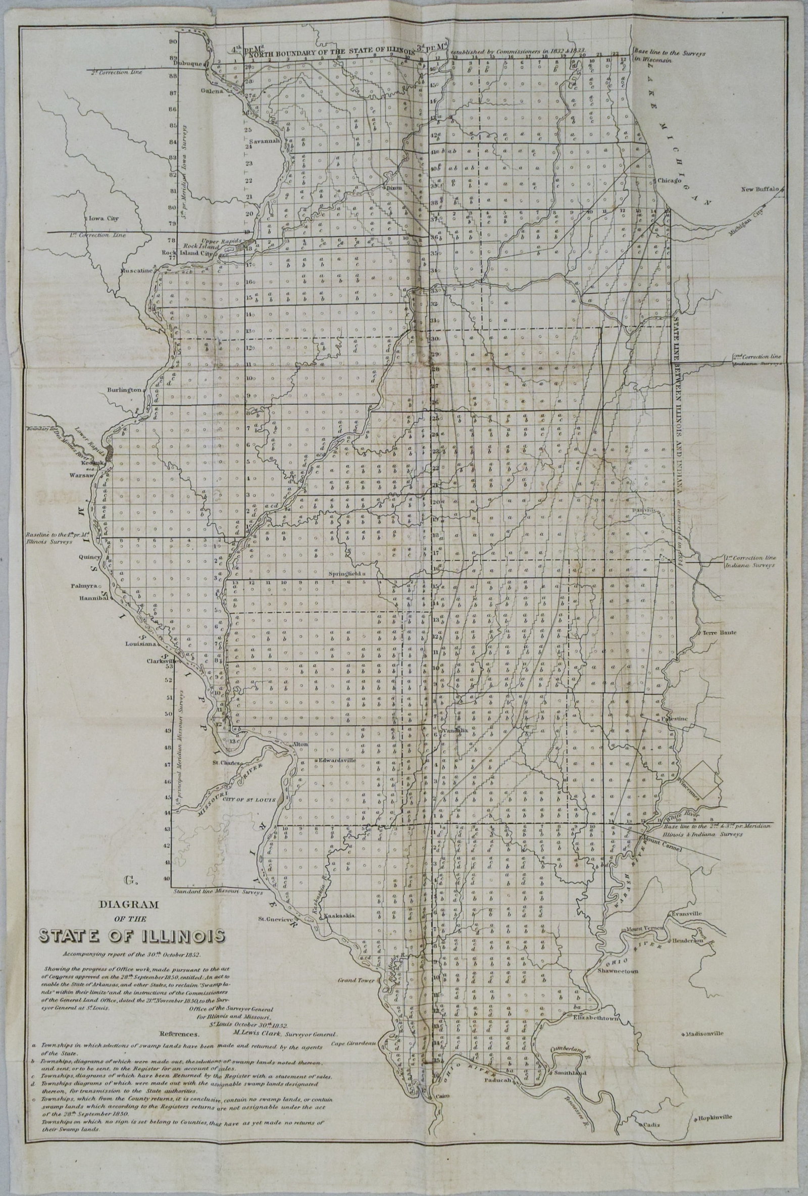 1852 Survey Map of Illinois -- G. Diagram of the State of Illinois (1 of 1)