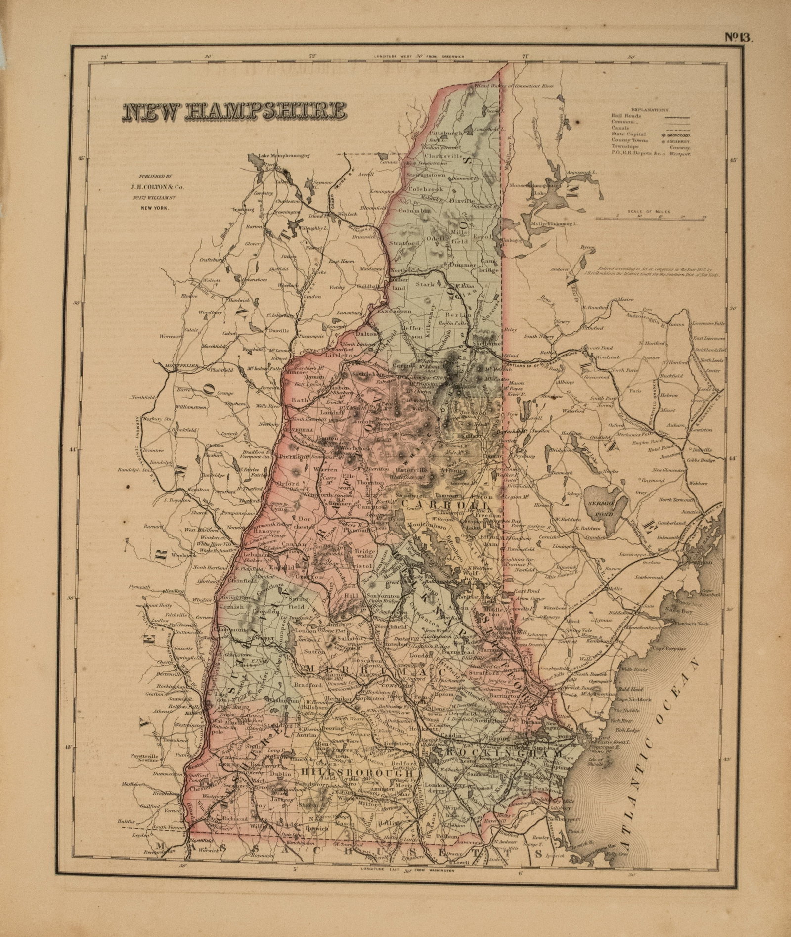 1855 Colton Map of New Hampshire -- New Hampshire (1 of 1)