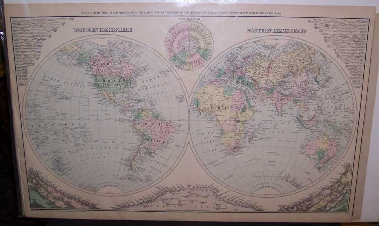 New Map of the World in Hemispheres, (1 of 1)