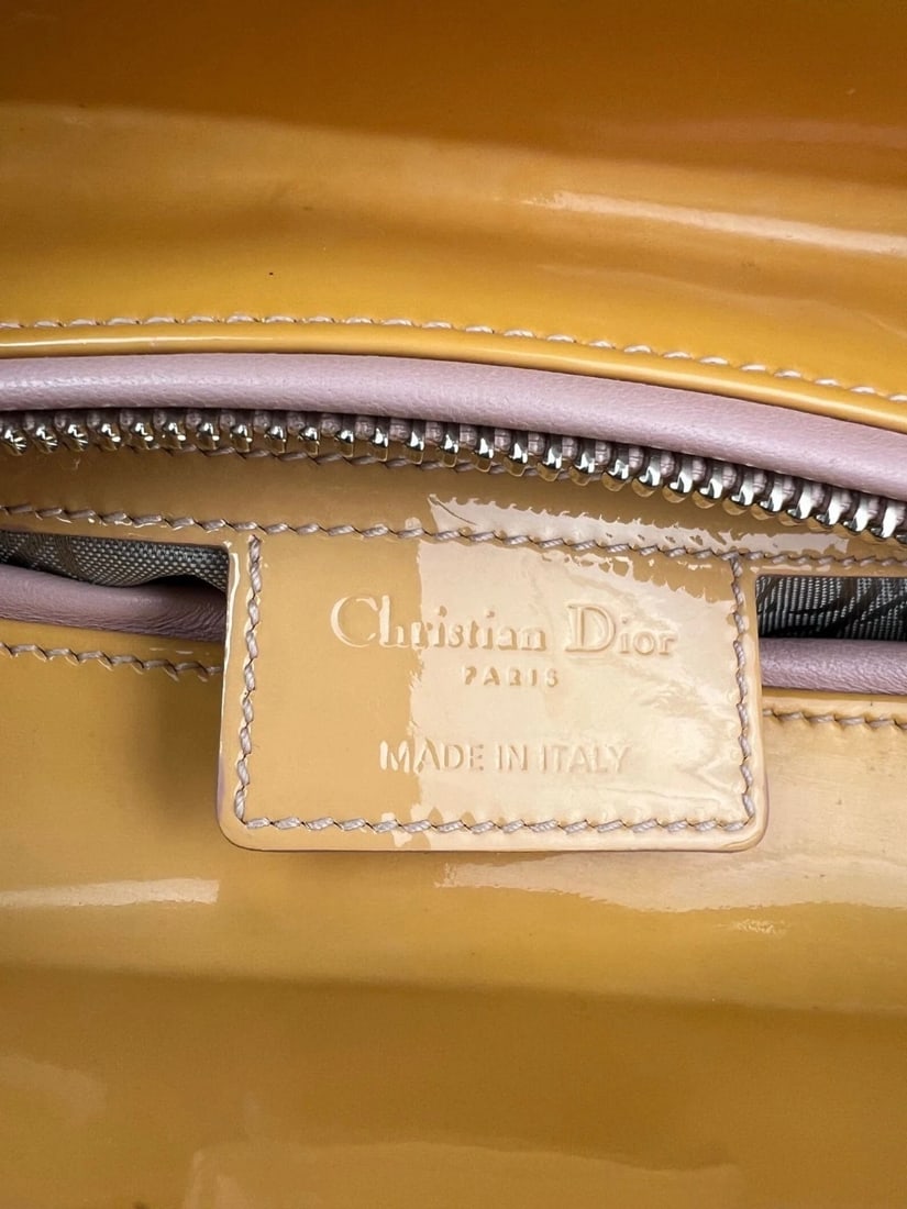 Christian Dior Yellow Patent Leather Cannage Medium Lady Dior Bag - 10