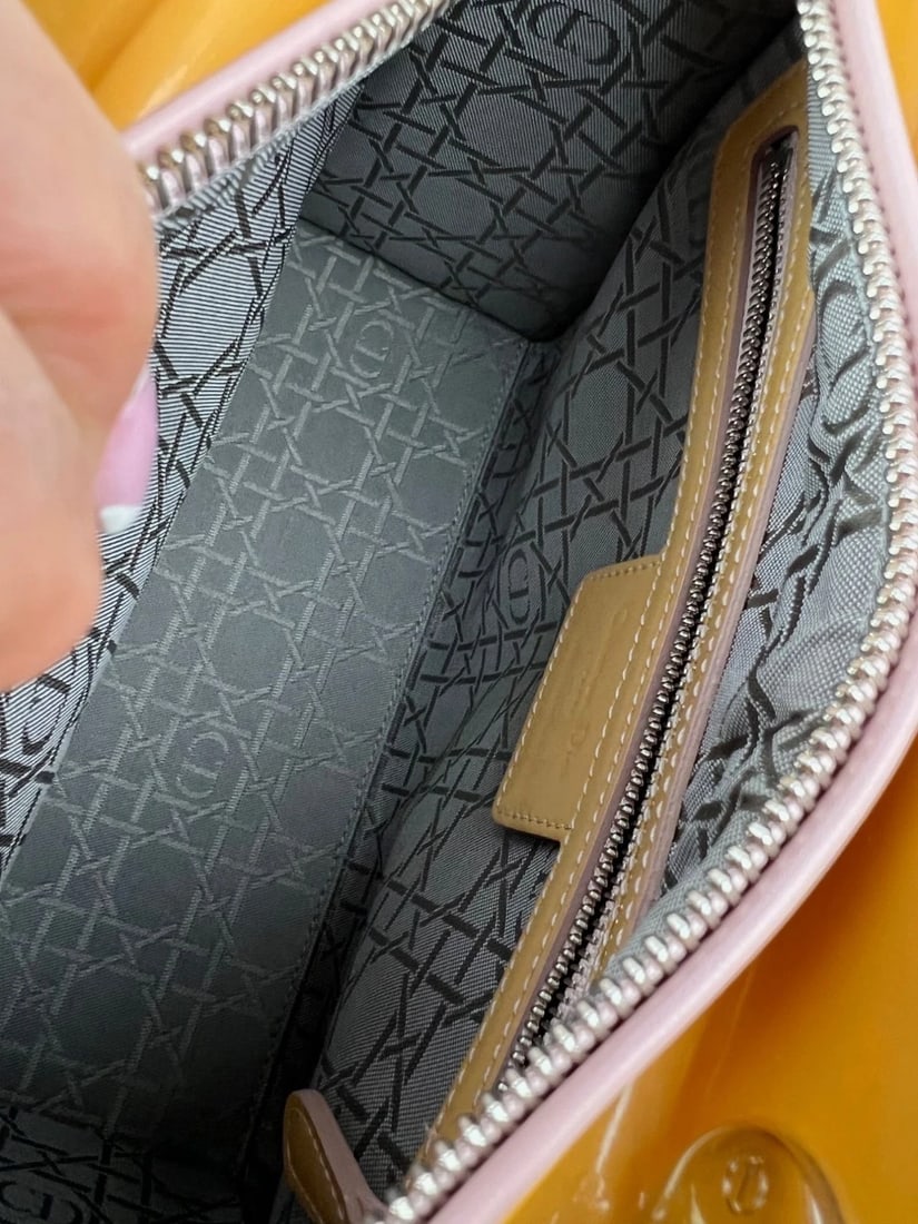 Christian Dior Yellow Patent Leather Cannage Medium Lady Dior Bag - 12