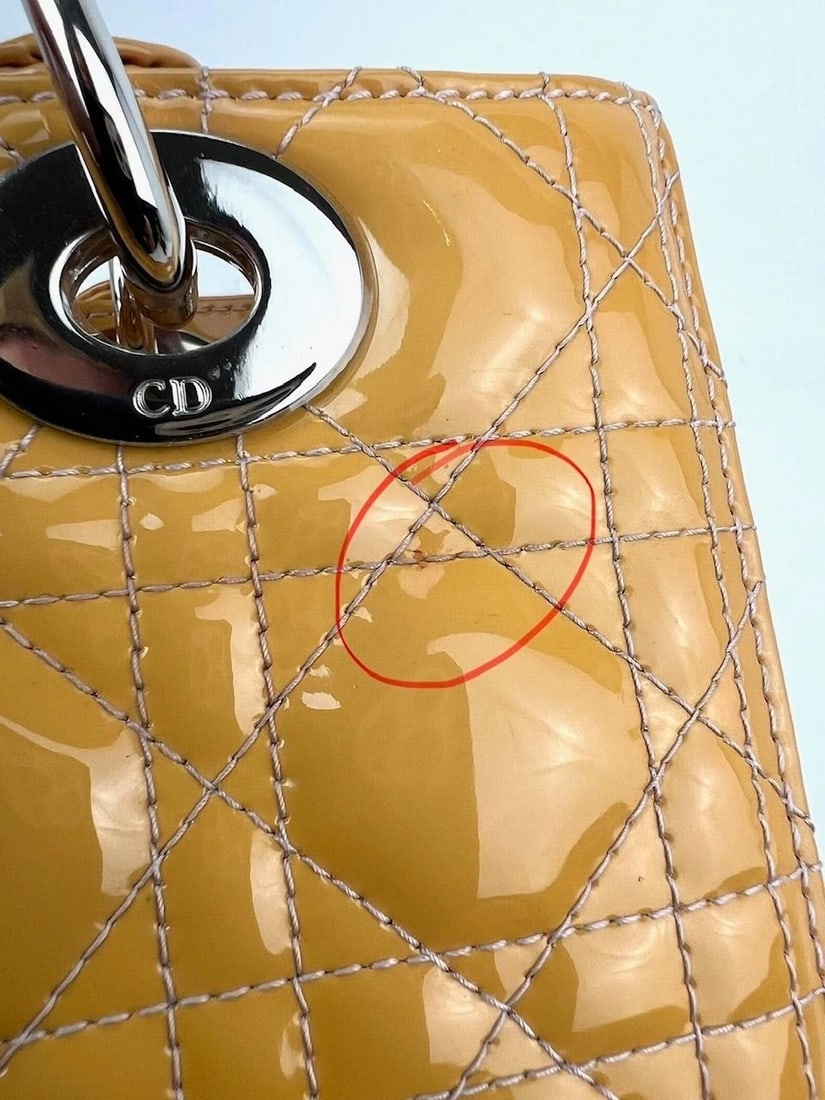 Christian Dior Yellow Patent Leather Cannage Medium Lady Dior Bag - 14