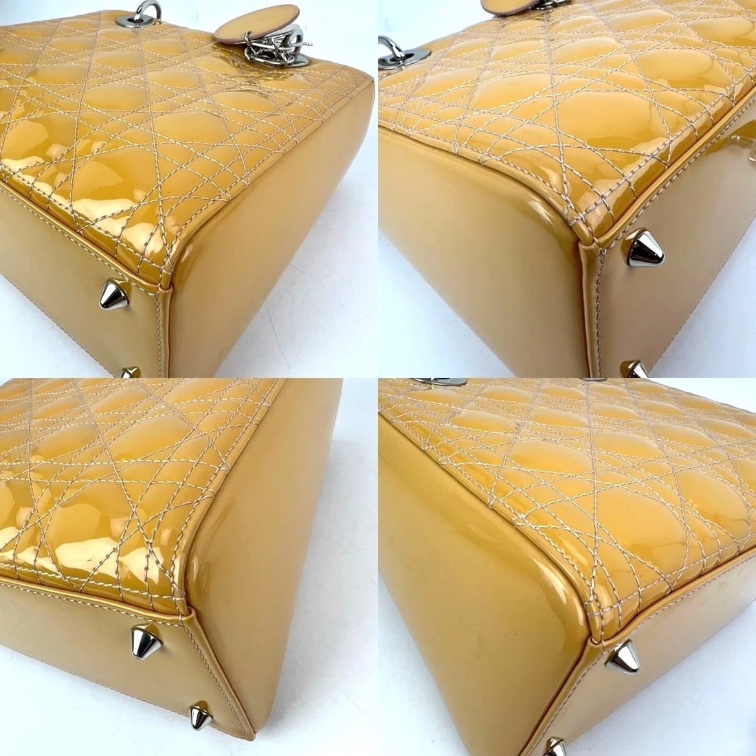 Christian Dior Yellow Patent Leather Cannage Medium Lady Dior Bag - 17