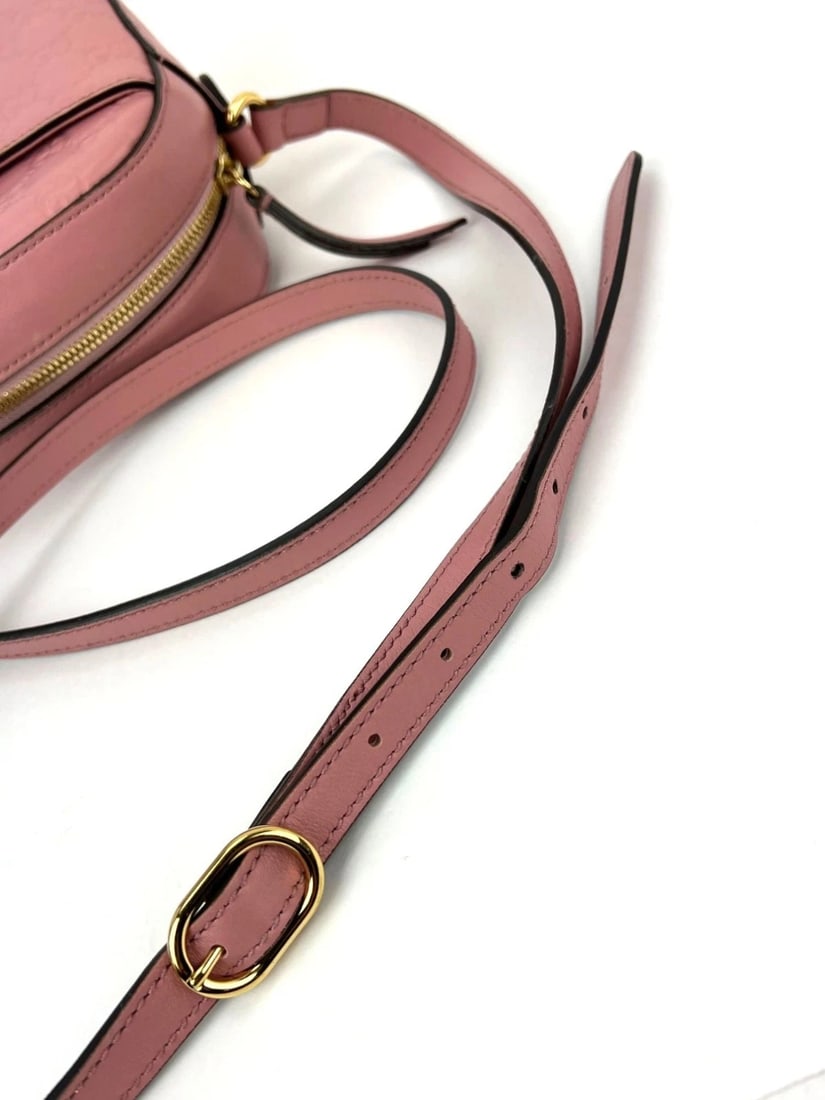 Gucci Guccissima Camera Pink Leather Crossbody Bag - 10