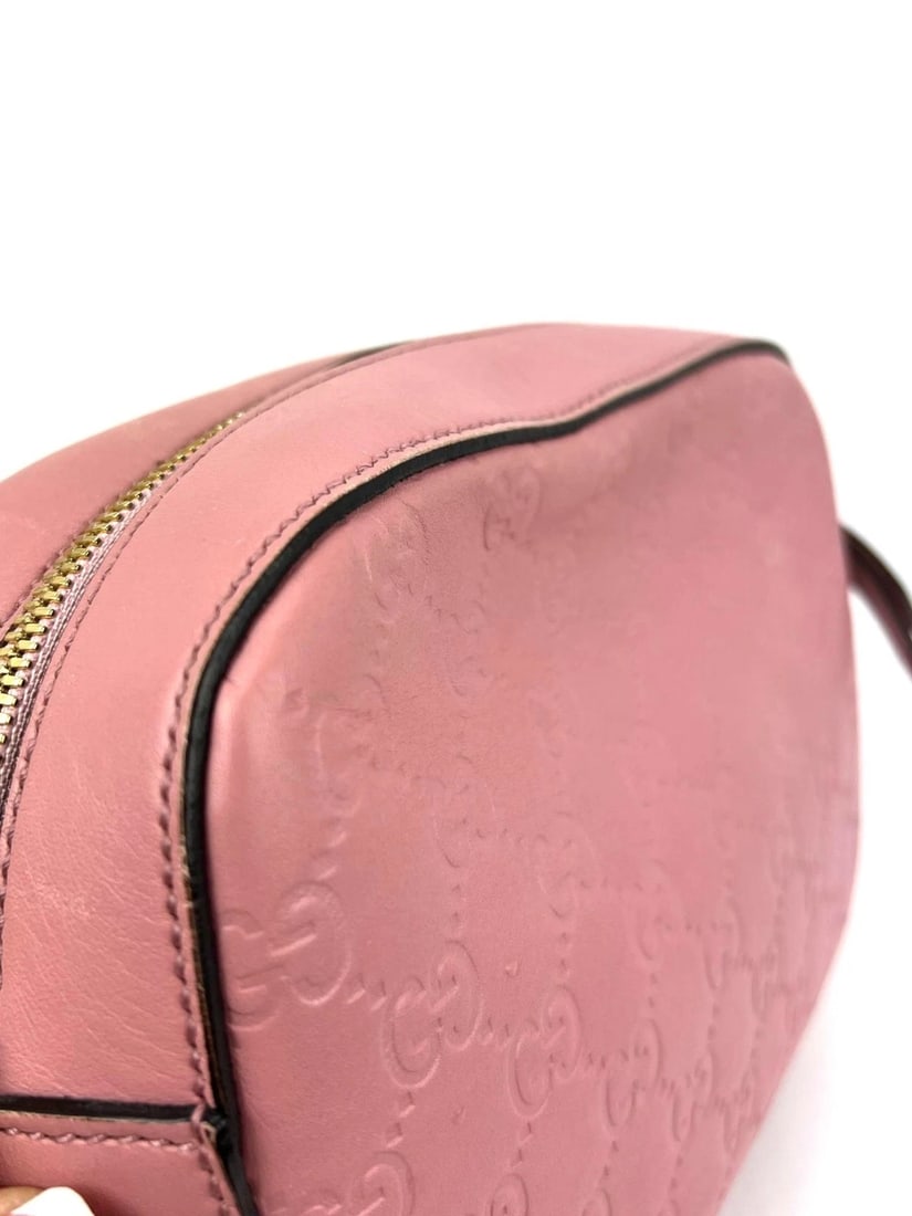 Gucci Guccissima Camera Pink Leather Crossbody Bag - 12