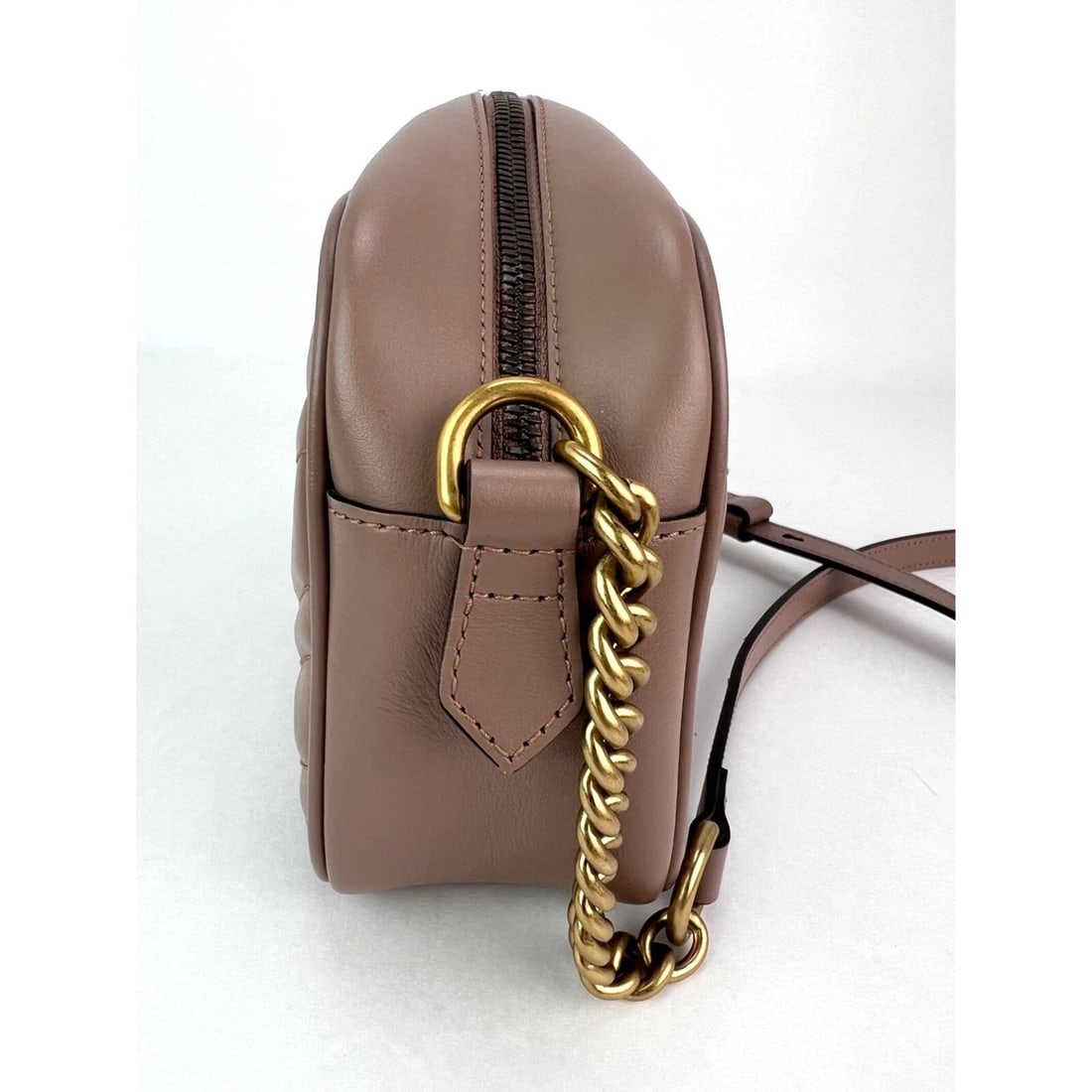 Gucci GG Marmont Small Chain Beige Matelasse Leather Crossbody Bag - 18