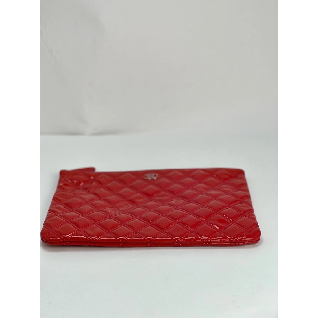 Chanel Patent Quilted Medium Cosmetic Case Dark Pink Clutch Bag - 5