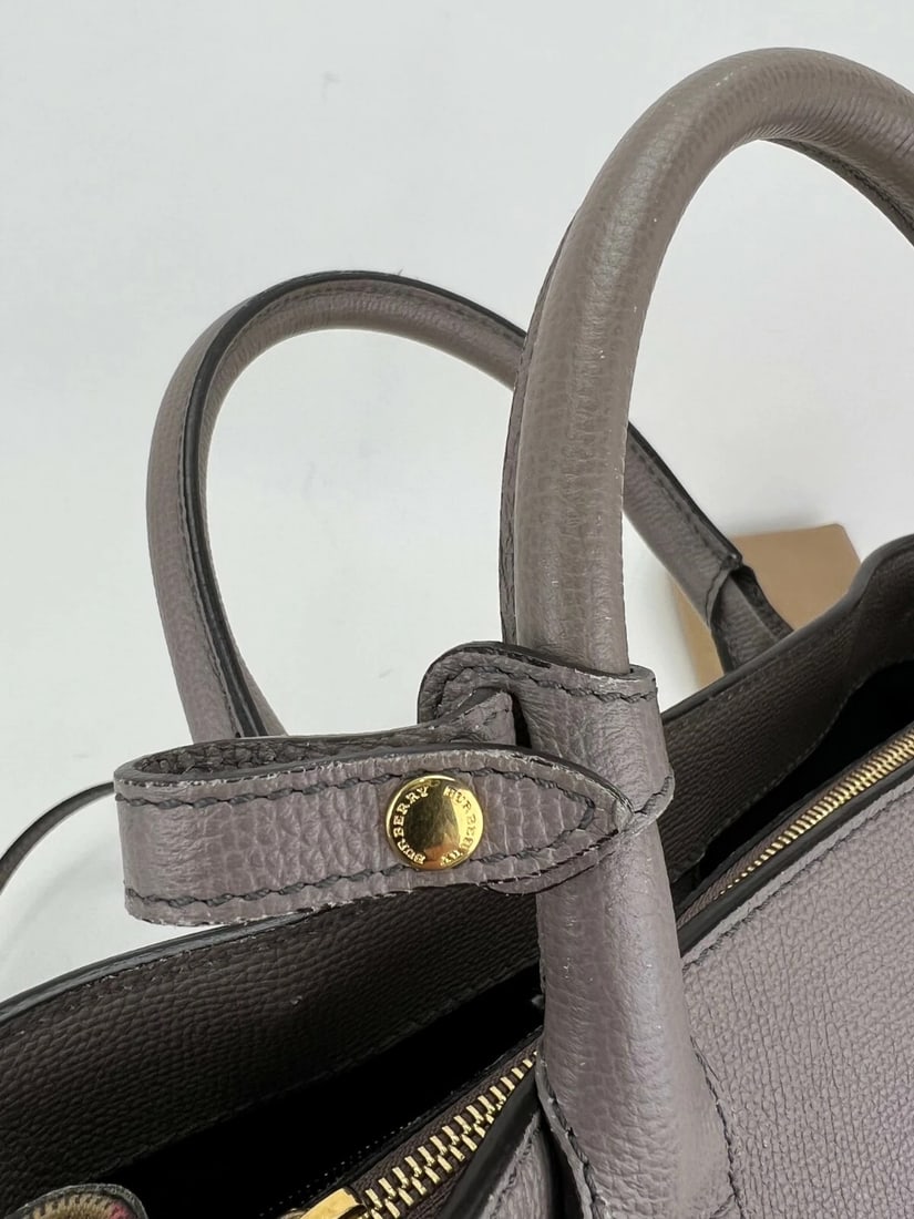 Burberry Banner House Check Leather Canvas Medium Hand Shoulder Bag - 10