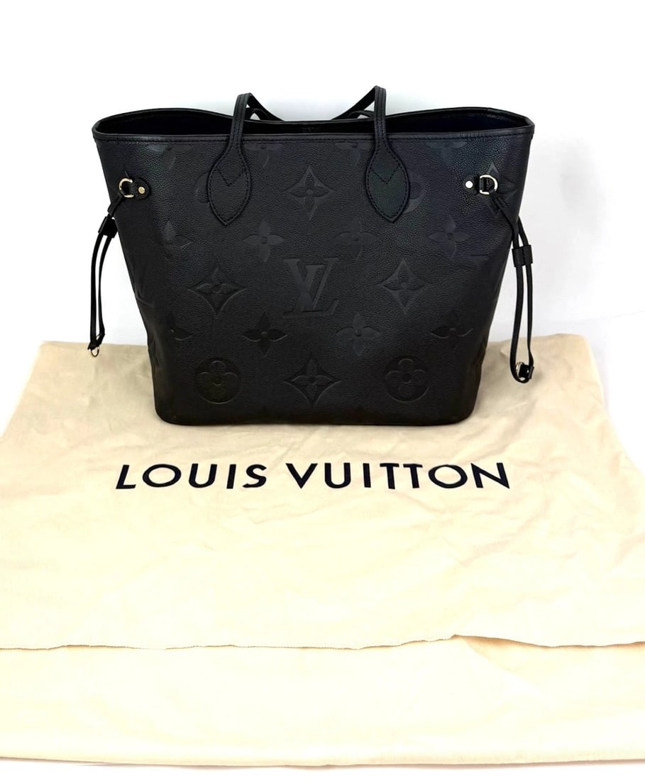 Louis Vuitton Neverfull MM Giant Monogram Black Empriente Leather Tote - 2