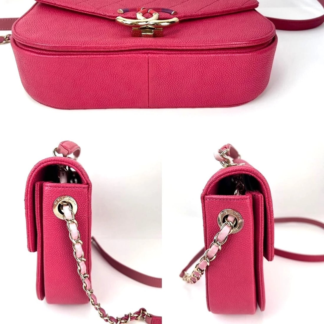 Chanel Paris-Cuba MM Caviar Leather Thread Around Pink Flap Handle Bag - 4
