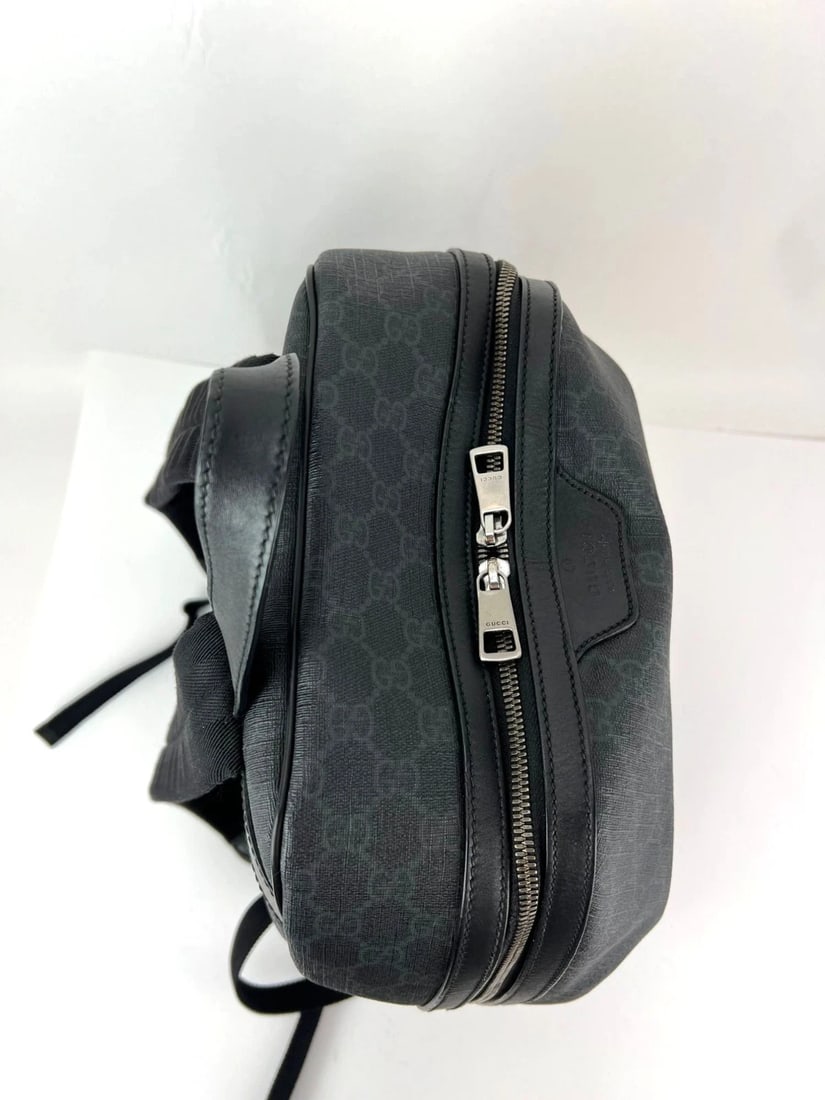Gucci GG Supreme Medium Day Gray Black Backpack - 11
