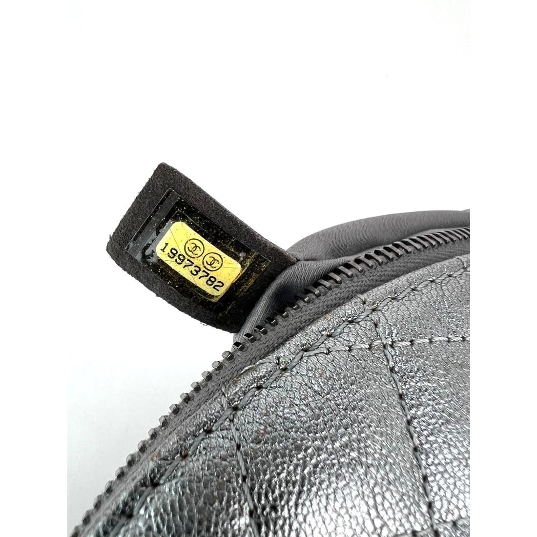 Chanel Metallic Dark Silver Calfskin Quilted Banane Fanny Waist Bag - 7