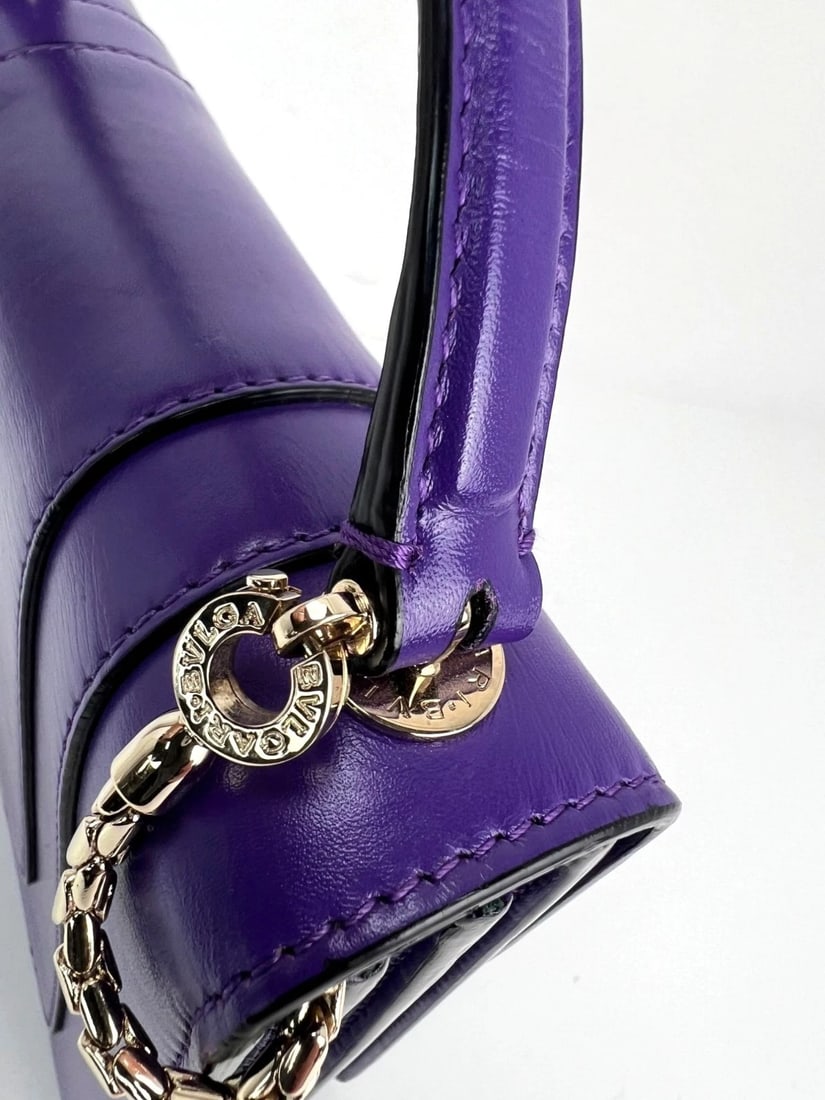 Bvlgari Calfskin Serpenti Forever Purple Top Handle Crossbody Bag - 13