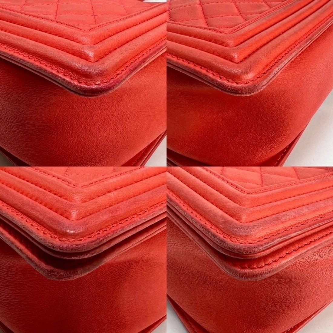 CHANEL Lambskin Quilted Medium Boy Red Flap Bag - 12