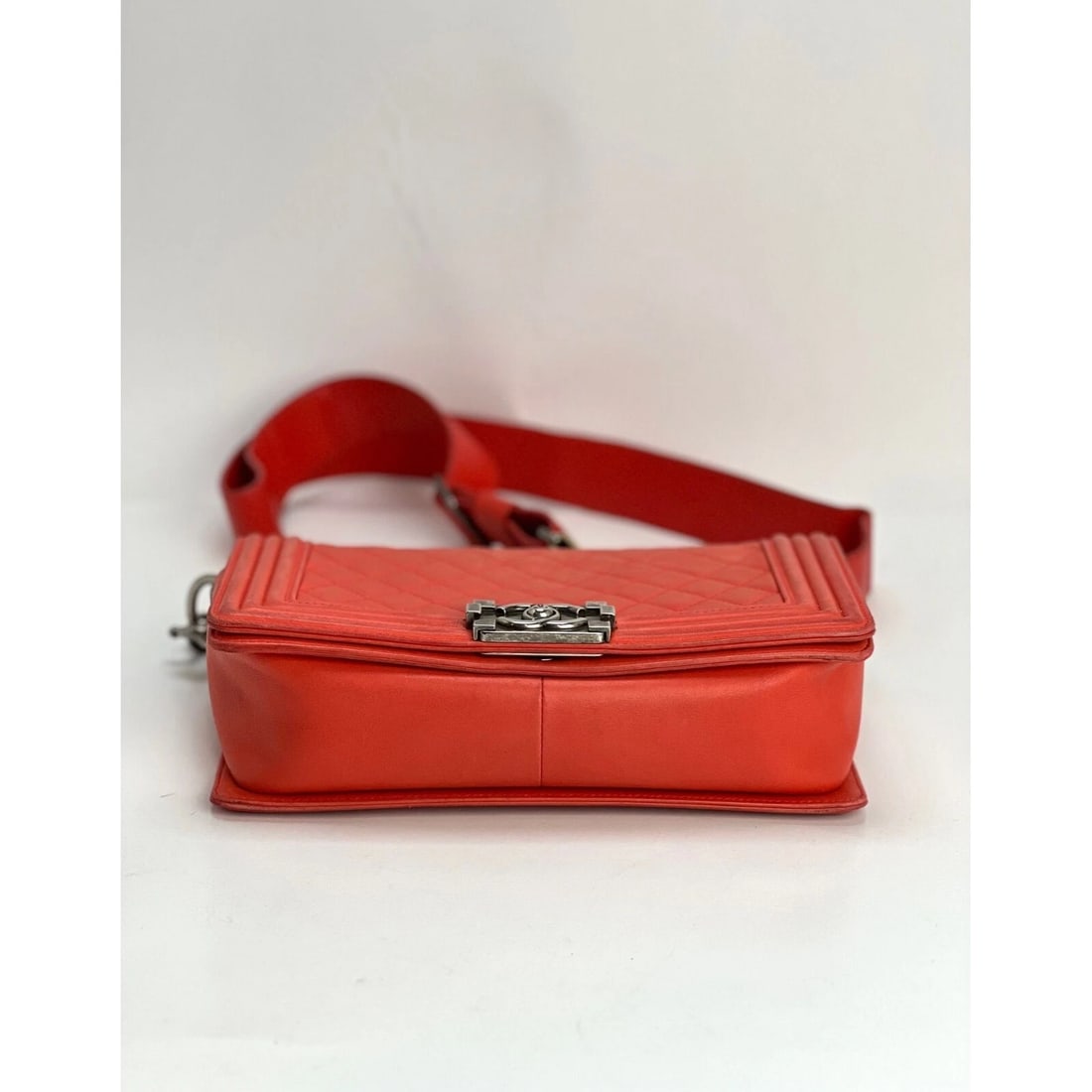 CHANEL Lambskin Quilted Medium Boy Red Flap Bag - 6