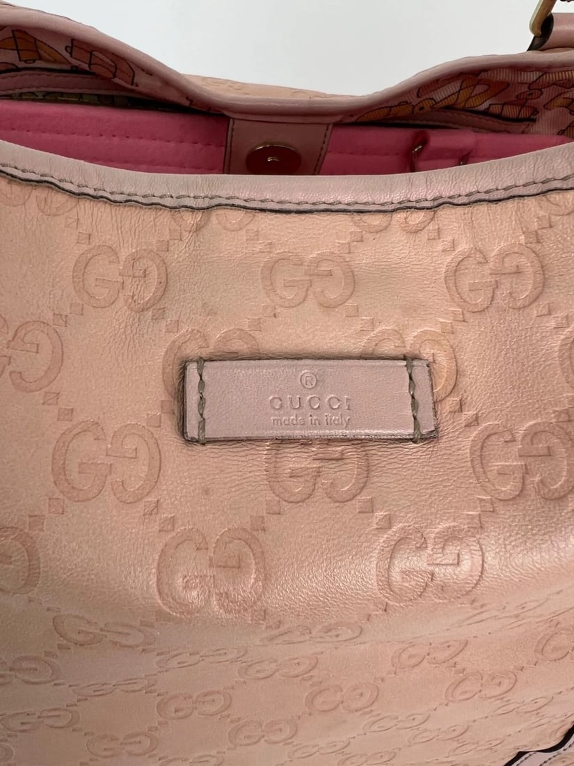 GUCCI Guccissima Pink Leather Joy Medium Rose Dragea Tote Bag - 13