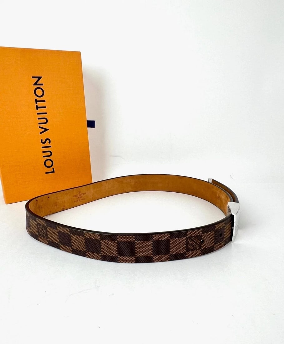 Louis Vuitton LV Inventeur Brown Damier Ebene Men's Belt 75/30 - 11