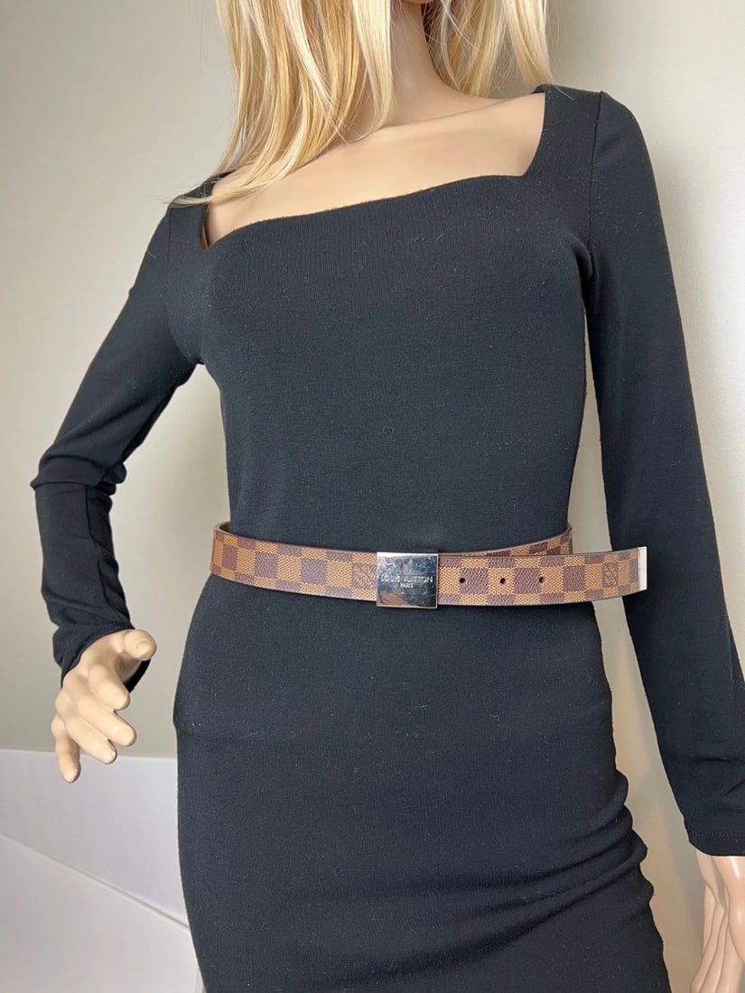 Louis Vuitton LV Inventeur Brown Damier Ebene Men's Belt 75/30 - 19