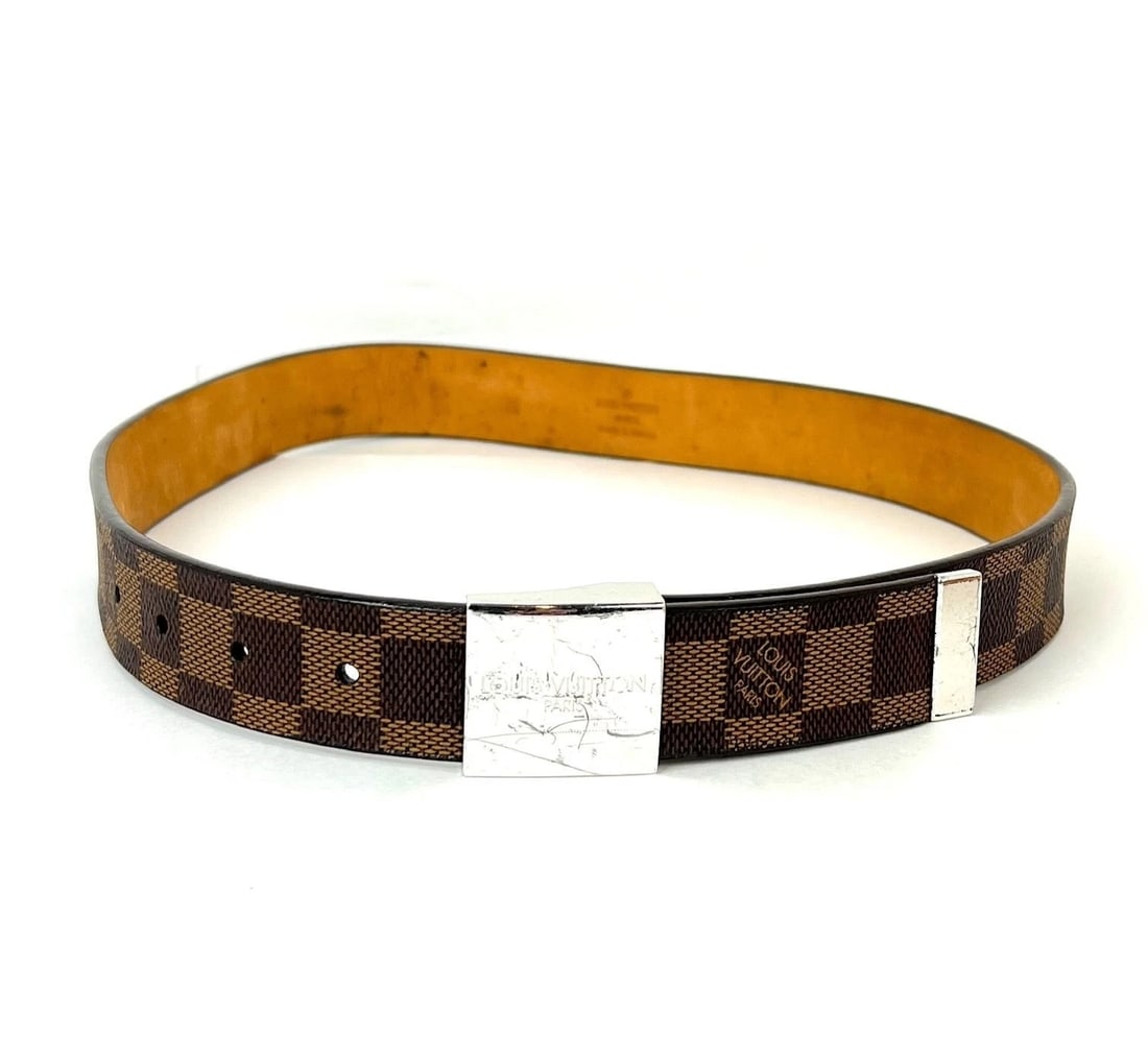 Louis Vuitton LV Inventeur Brown Damier Ebene Men's Belt 75/30 - 20