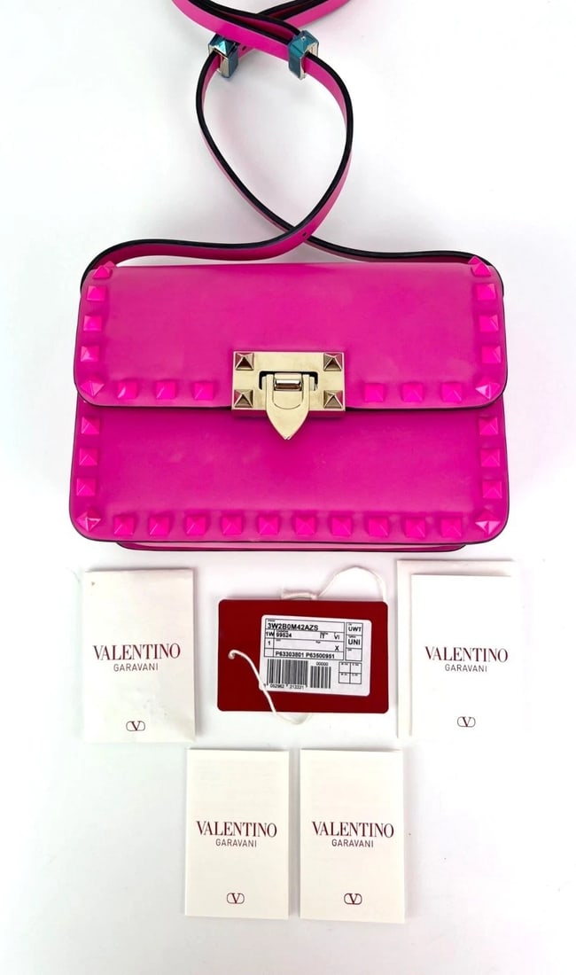 Valentino Gavavani Small Rockstud Pink Leather Shoulder Bag - 4