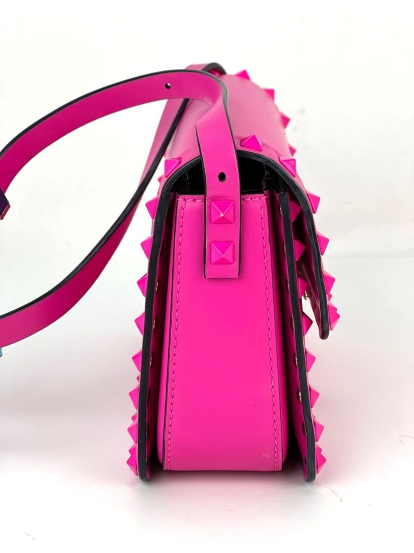 Valentino Gavavani Small Rockstud Pink Leather Shoulder Bag - 5