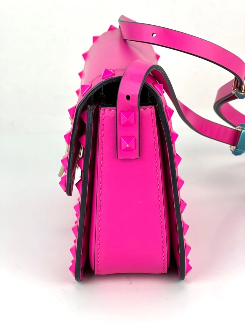 Valentino Gavavani Small Rockstud Pink Leather Shoulder Bag - 6