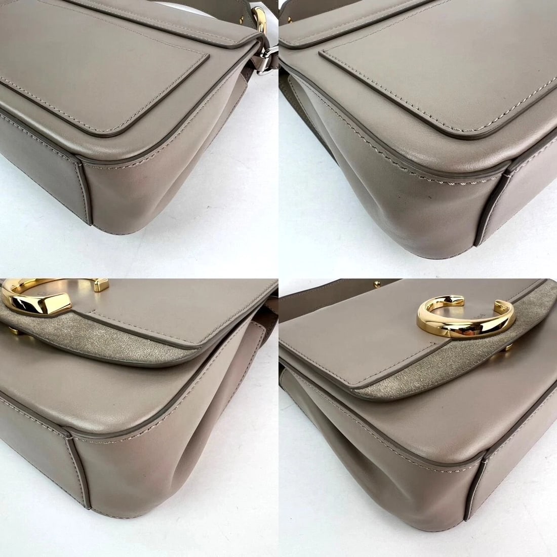Chloe Shiny Calfskin Suede Small C Motty Gray Shoulder Bag - 6