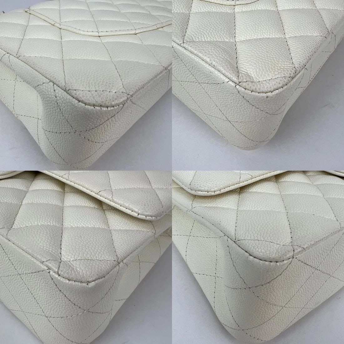 Chanel Caviar Quilted Medium Double Flap White Shoulder Bag - 15