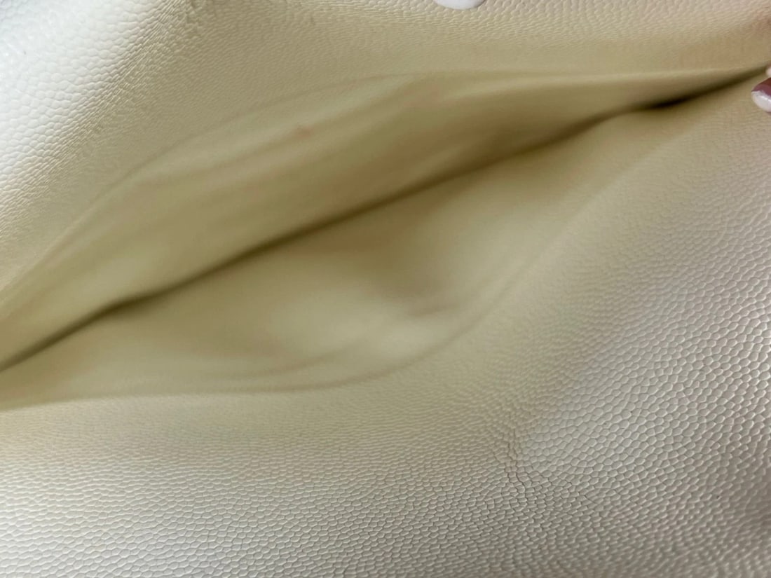 Chanel Caviar Quilted Medium Double Flap White Shoulder Bag - 19