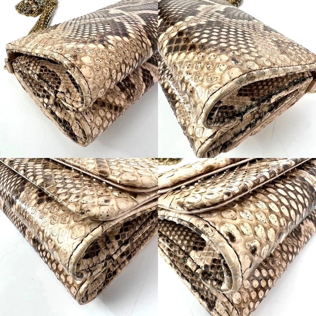Dolce Gabbana Double Flap Snakeskin Clutch Shoulder Bag Rare - 16