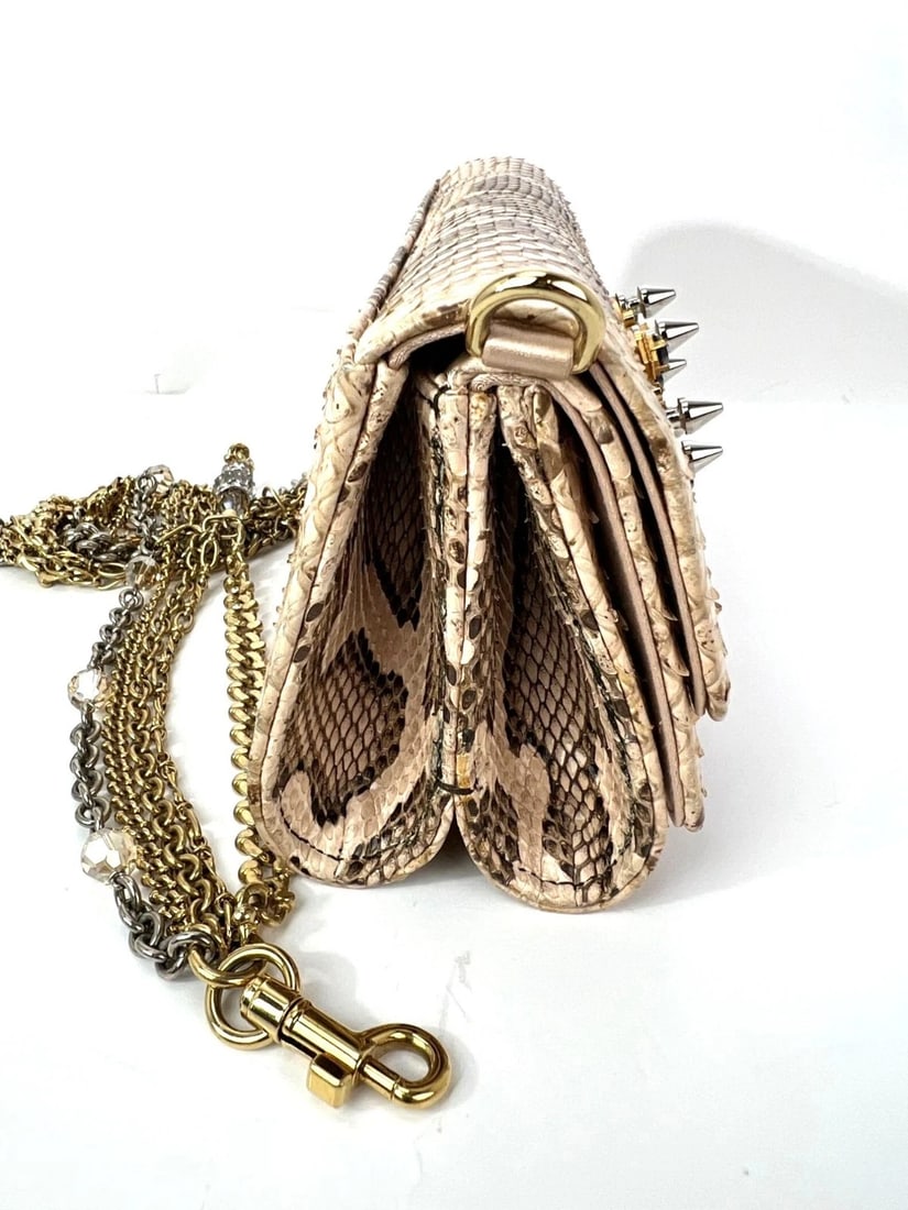 Dolce Gabbana Double Flap Snakeskin Clutch Shoulder Bag Rare - 3